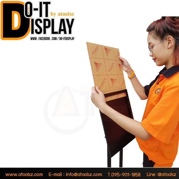 โปสเตอร์สแตนด์เหล็กพ่นสีดำ ขนาดA4 แนวตั้งปรับนอนได้+ปรับระดับสูงต่ำได้ ATC-204K - Image 6