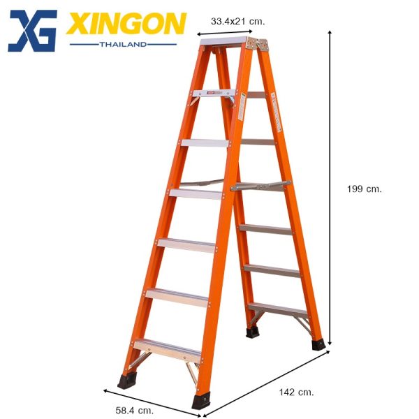 บันไดไฟเบอร์กลาสทรงเอขึ้นลงได้2ทาง7+7ฟุต XG107A7 - Image 3