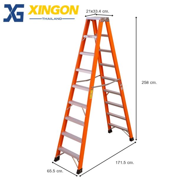 บันไดไฟเบอร์กลาสทรงเอขึ้นลงได้2ทาง9+9ฟุต XG107A9 - Image 2