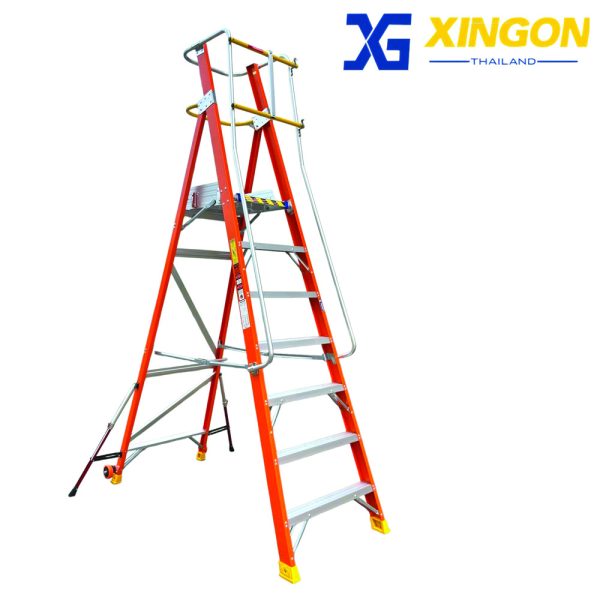 บันไดไฟเบอร์กลาสแพลตฟอร์ม7ฟุตมีขาค้ำ XG-152F7 - Image 6