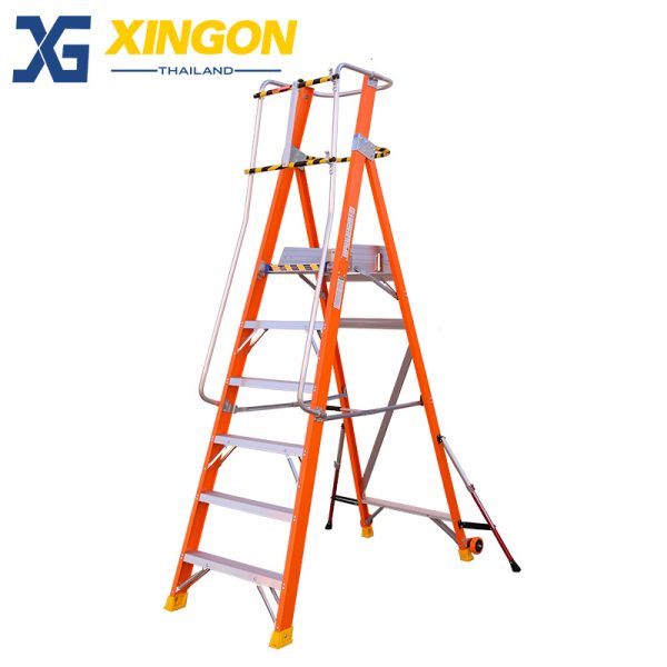 บันไดไฟเบอร์กลาสแพลตฟอร์ม6ฟุตมีขาค้ำ XG-152F6