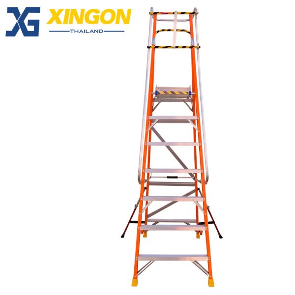 บันไดไฟเบอร์กลาสแพลตฟอร์ม7ฟุตมีขาค้ำ XG-152F7 - Image 3