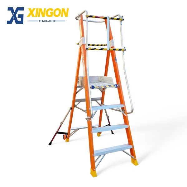 บันไดไฟเบอร์กลาสแพลตฟอร์ม4ฟุตมีขาค้ำ XG-152F4 - Image 5
