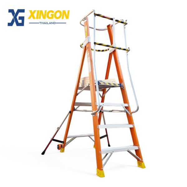 บันไดไฟเบอร์กลาสแพลตฟอร์ม4ฟุตมีขาค้ำ XG-152F4 - Image 6