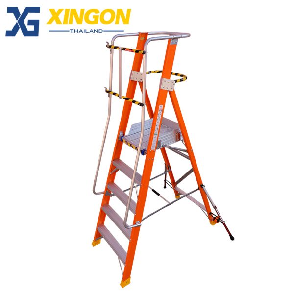 บันไดไฟเบอร์กลาสแพลตฟอร์ม5ฟุตมีขาค้ำ XG-152F5 - Image 4