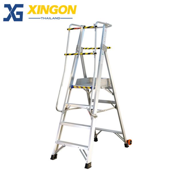 บันไดอลูมิเนียมติดล้อ 4 ฟุตมีราวจับและกันตก XG-152A4 - Image 3