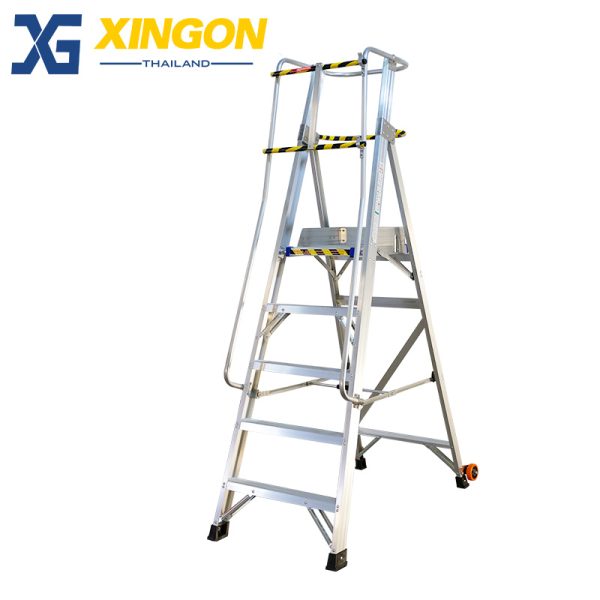บันไดอลูมิเนียมติดล้อ5ฟุตมีราวจับและกันตก XG-152A5 - Image 2