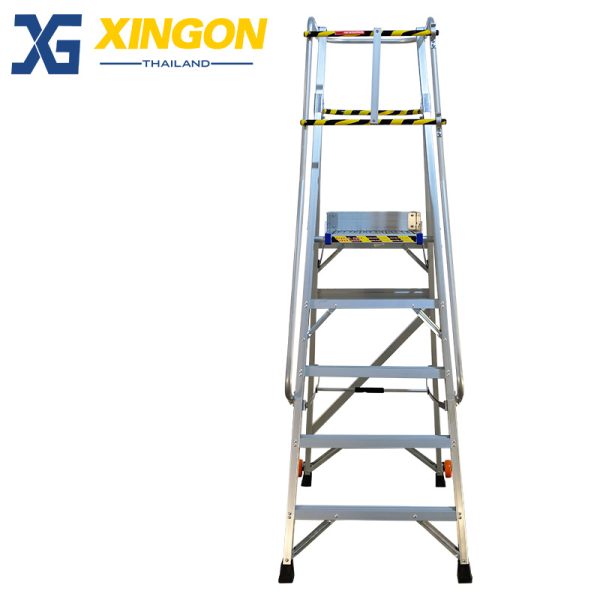 บันไดอลูมิเนียมติดล้อ5ฟุตมีราวจับและกันตก XG-152A5 - Image 5