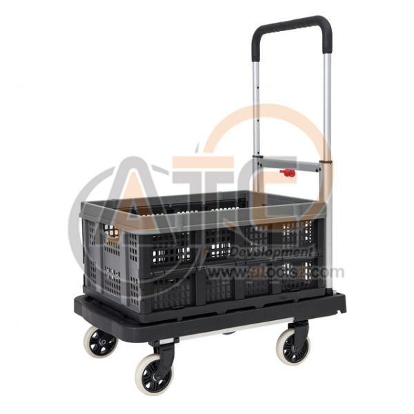 รถเข็นพื้นพลาสติกพับได้ 150 กก. พร้อมลังพลาสติกพับได้ 1 ใบ FP-111