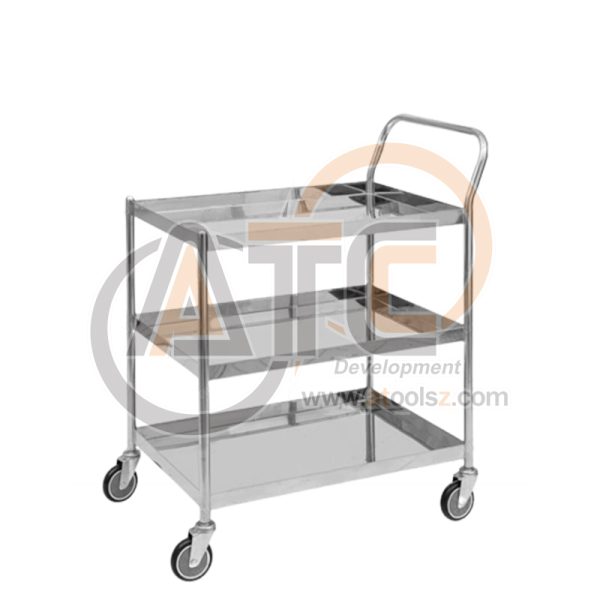 รถเข็นถาดสเตนเลส 3 ชั้น มือจับข้างเดียว ล้อ PU ST3-5007S