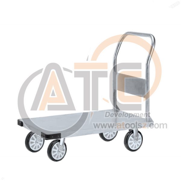รถเข็นพื้นสเตนเลส มือจับข้างเดียวพับไม่ได้ 350 กก. ล้อ PU ST1-6009