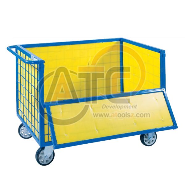 รถเข็นกรงเหล็กแผงข้างตะแกรง รุ่นบุพลาสติกลูกฟูก 350 กก. BTM-0711HC - Image 2