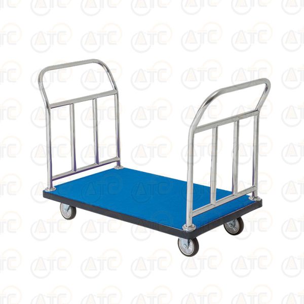 รถเข็นสัมภาระสเตนเลส ปูพรมสีน้ำเงิน มือจับ 2 ข้าง ล้อ TPR LTP-R2