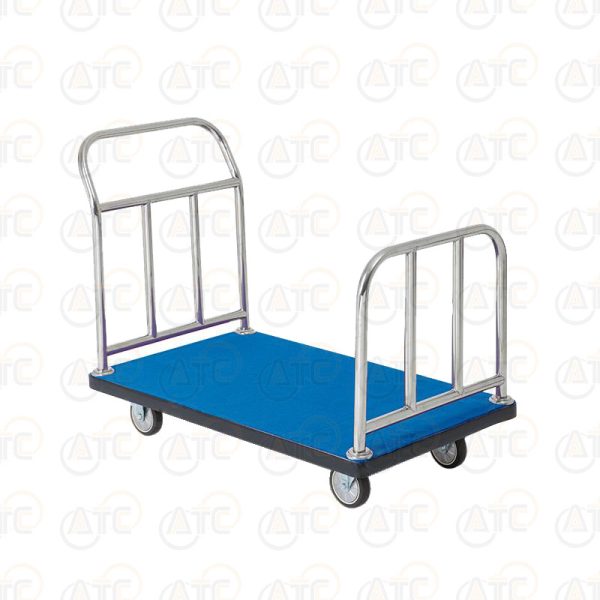 รถเข็นสัมภาระสเตนเลส ปูพรมสีน้ำเงิน มือจับข้างเดียว ล้อ TPR LTP-R3