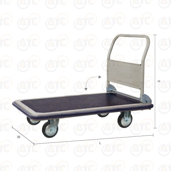 รถเข็นพื้นเหล็กชั้นเดียว มือจับข้างเดียวพับได้ 500 กก. ล้อยาง HG-310J