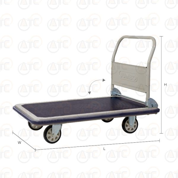 รถเข็นพื้นเหล็กชั้นเดียว มือจับข้างเดียวพับได้ 500 กก. ล้อ PU HG-310J