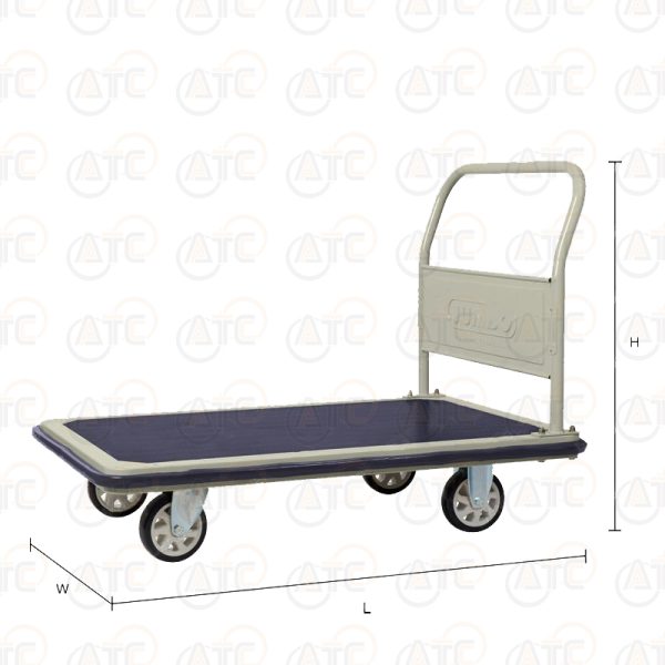 รถเข็นพื้นเหล็กชั้นเดียว มือจับข้างเดียวพับไม่ได้ 500 กก. ล้อ PU HG-311J