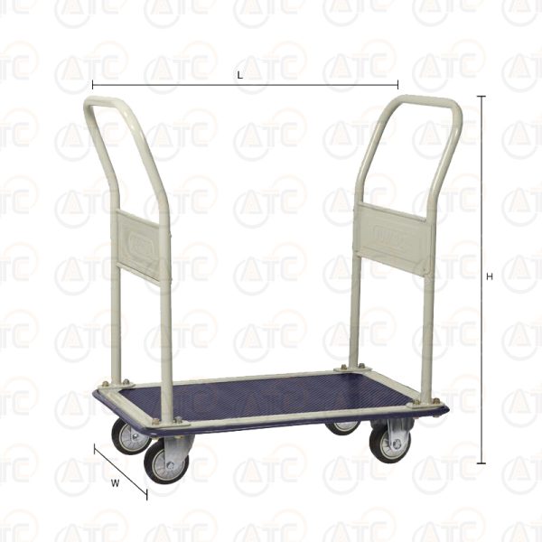 รถเข็นพื้นเหล็กชั้นเดียว มือจับ 2 ข้างพับไม่ได้ 220 กก. ล้อยาง HL-112J