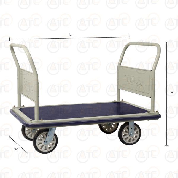 รถเข็นพื้นเหล็กชั้นเดียว มือจับ 2 ข้างพับไม่ได้ 650 กก. ล้อ PU HG-512J