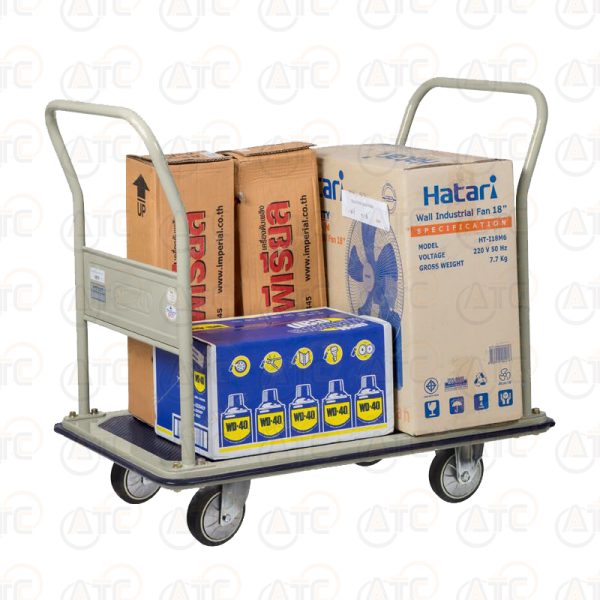 รถเข็นพื้นเหล็กชั้นเดียว มือจับ 2 ข้างพับไม่ได้ 370 กก. ล้อยาง HB-212J - Image 2