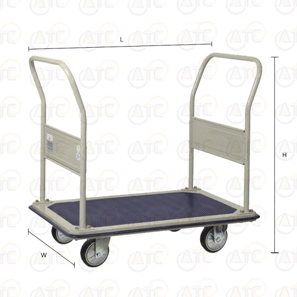 รถเข็นพื้นเหล็กชั้นเดียว มือจับ 2 ข้างพับไม่ได้ 370 กก. ล้อยาง HB-212J