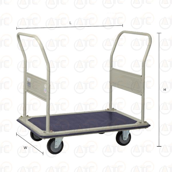 รถเข็นพื้นเหล็กชั้นเดียว มือจับ 2 ข้างพับไม่ได้ 370 กก. ล้อ PU HB-212J
