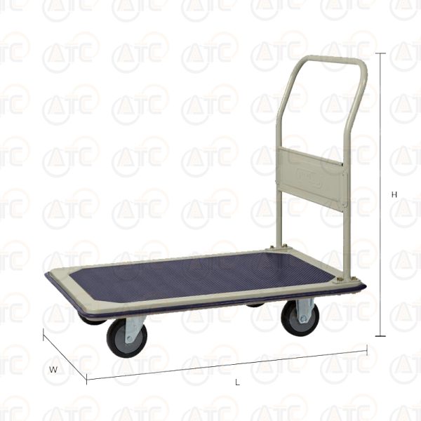 รถเข็นพื้นเหล็กชั้นเดียว มือจับข้างเดียวพับไม่ได้ 370 กก. ล้อ PU HB-211J