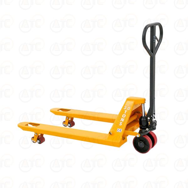 รถยกลากพาเลท 3 ตัน สีเหลือง งา 550x1220 มม. ล้อคู่ PU DF3-305DP1220L - Image 2