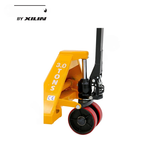 รถยกลากพาเลท 3 ตัน สีเหลือง งา 550x1220 มม. ล้อคู่ PU DF3-305DP1220L - Image 4