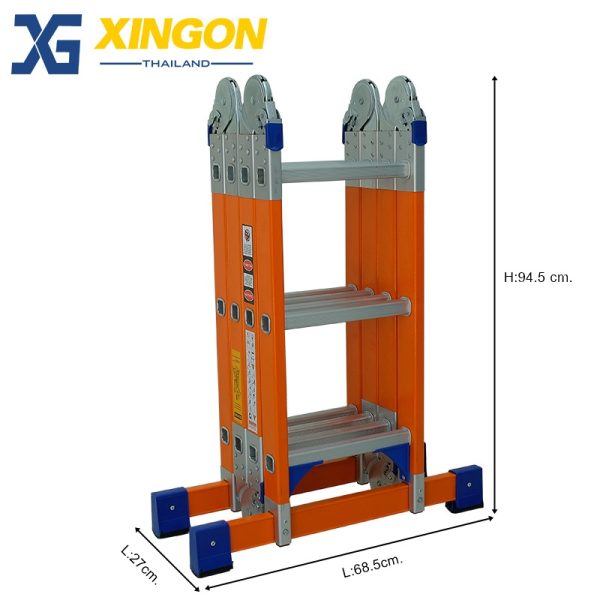 บันไดไฟเบอร์กลาสพับอเนกประสงค์12ขั้น XG163F4x3 - Image 4