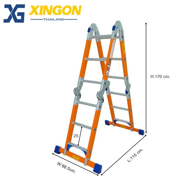 บันไดไฟเบอร์กลาสพับอเนกประสงค์12ขั้น XG163F4x3 - Image 5