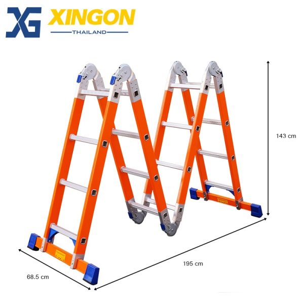 บันไดไฟเบอร์กลาสพับอเนกประสงค์16ขั้น XG163F4x4 - Image 3