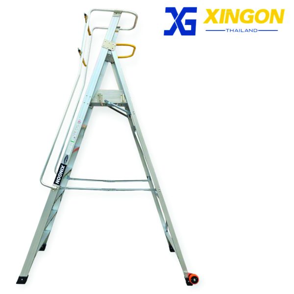 บันไดอลูมิเนียมติดล้อ7ฟุตมีราวจับและกันตก XG-152A7 - Image 3