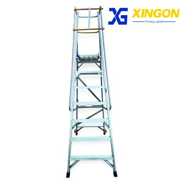 บันไดอลูมิเนียมติดล้อ7ฟุตมีราวจับและกันตก XG-152A7 - Image 4