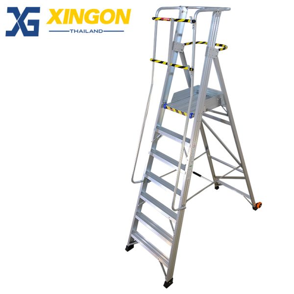 บันไดอลูมิเนียมติดล้อ10ฟุตมีราวจับและกันตก XG-152A10 - Image 5