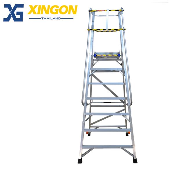 บันไดอลูมิเนียมติดล้อ10ฟุตมีราวจับและกันตก XG-152A10 - Image 3