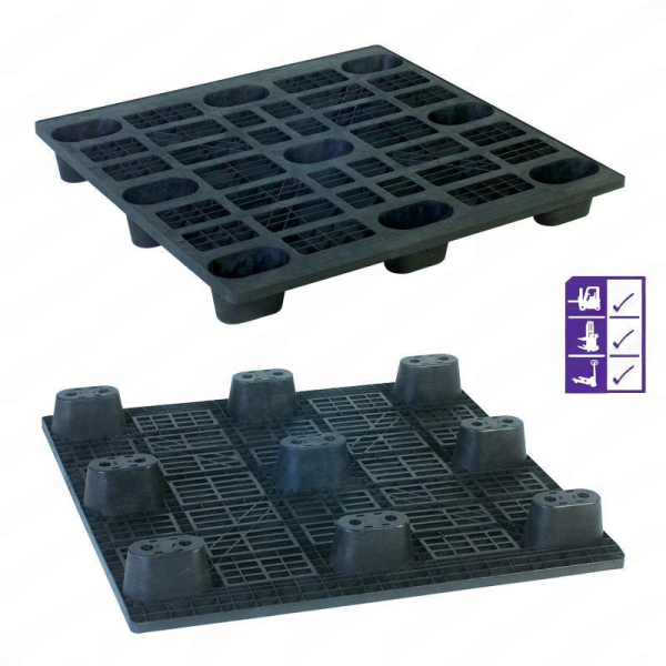 พาเลทพลาสติกน้ำหนักเบาซ้อนได้ สีดำ LW1111N