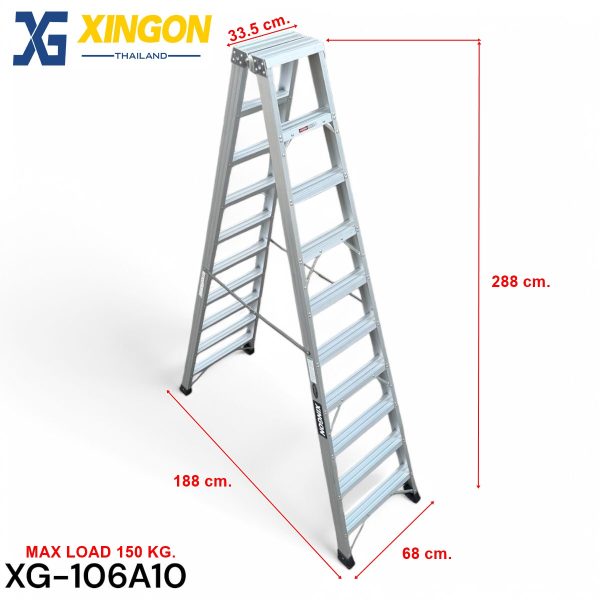 บันไดอลูมิเนียมทรงเอขึ้นลง2ทาง10ฟุต XG-106A10 - Image 2