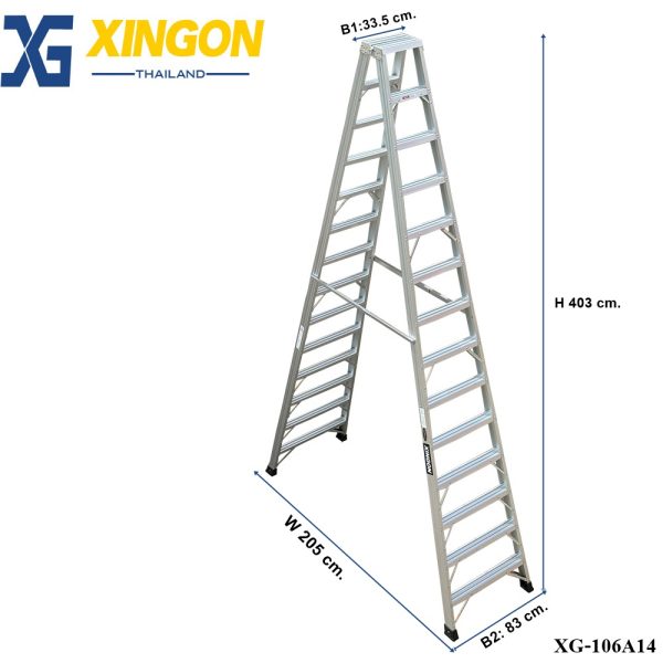 บันไดอลูมิเนียมทรงเอขึ้นลง2ทาง14ฟุต XG-106A14 - Image 3