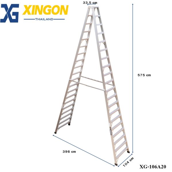 บันไดอลูมิเนียมทรงเอขึ้นลง2ทาง20ฟุต XG-106A20 - Image 2