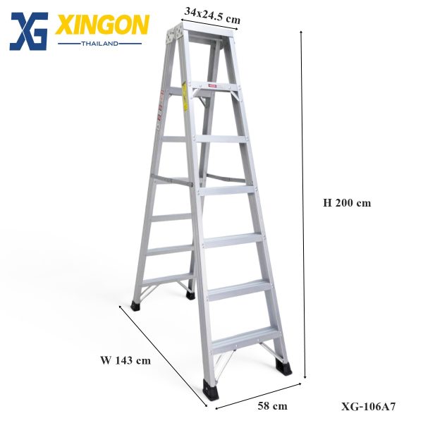 บันไดอลูมิเนียมทรงเอขึ้นลง2ทาง7ฟุต XG-106A7 - Image 3