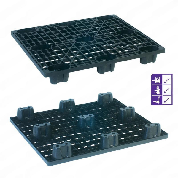 พาเลทพลาสติกน้ำหนักเบาซ้อนได้ สีดำ LS 1111