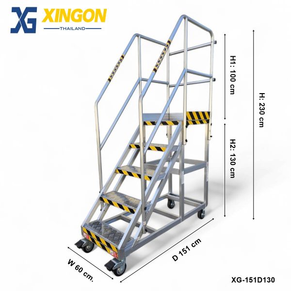 บันไดอลูมิเนียมติดล้อ4+1ขั้น XG-151D130 - Image 2