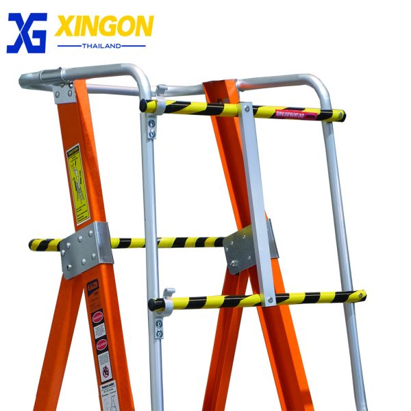 บันไดไฟเบอร์กลาสแพลตฟอรม์ติดล้อ3ฟุตมีราวจับและราวกันตกXG-152FD3 - Image 6