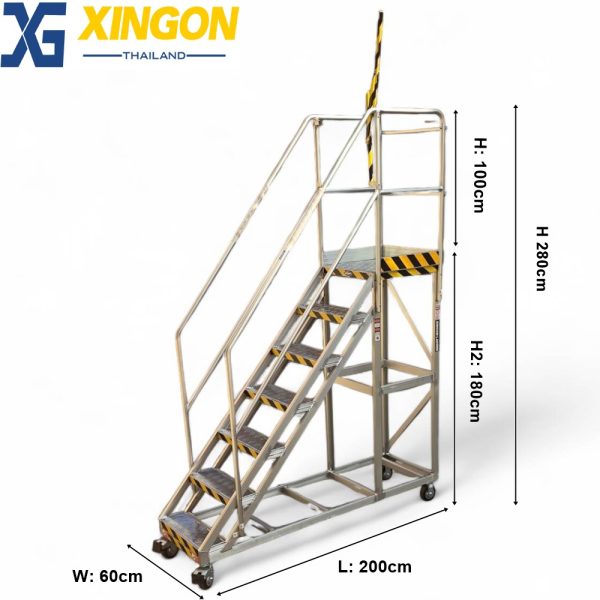 บันไดอลูมิเนียมติดล้อ6+1ขั้น XG-151D180 - Image 3
