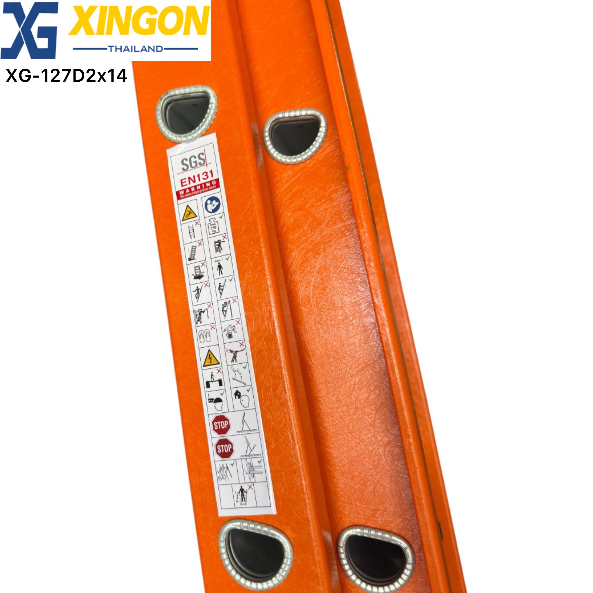 บันไดพาด2ตอนเลื่อนไฟเบอร์กลาส14ฟุต XG-127D2x14 - Image 4