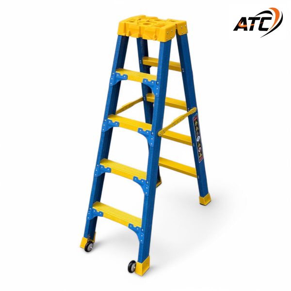 บันไดไฟเบอร์กลาสทั้งตัวทรงเอขึ้นลง2ทางติดล้อ5ฟุต ATC-205FG