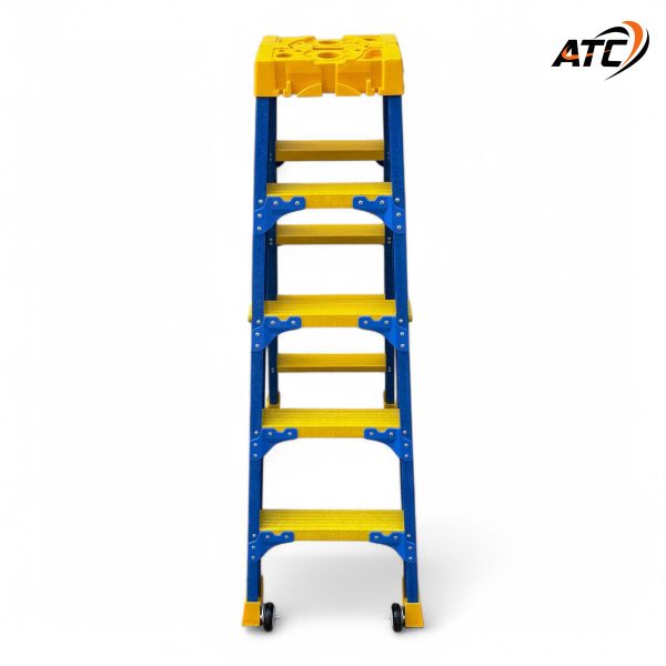 บันไดไฟเบอร์กลาสทั้งตัวทรงเอขึ้นลง2ทางติดล้อ5ฟุต ATC-205FG - Image 3