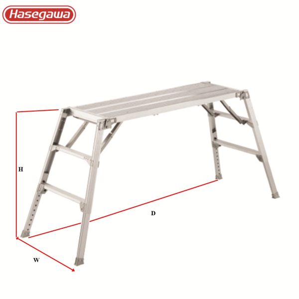 บันไดนั่งร้านอลูมิเนียม HASEGAWA 3ขั้นสูง0.73-1.05เมตร DUK-1116T - Image 2