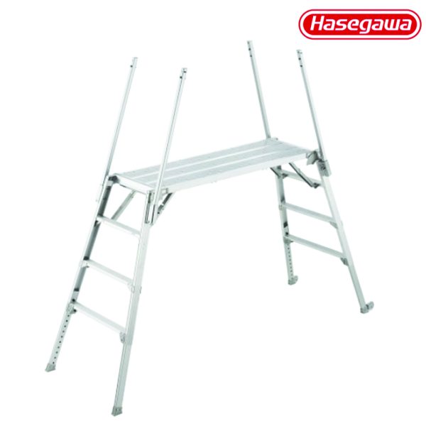 บันไดนั่งร้าน อลูมิเนียม HASEGAWA 4ขั้น พร้อมราวจับ สูง 1.04-1.44เมตร DUK-1516T - Image 2